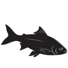Obraz premium Black silhouette of a fish, vector illustration, aquatic animal design