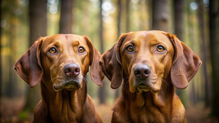 A cute brown purebred dachshund puppy, or a Rhodesian Ridgeback, sitting in a portrait shot