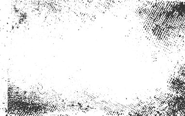 Rough black and white texture vector. Distressed overlay texture. Grunge halftone black dots splattered texture, transparent background.