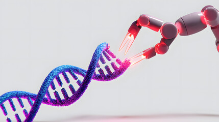 Futuristic CRISPR Gene Editing in High-Tech Laboratory with Glowing DNA Strand