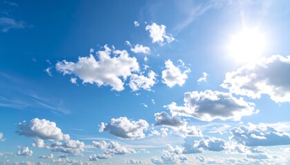 Bright sky with puffy white clouds