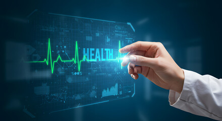 Healthcare and medical technology concept with doctor analyzing patient health record for diagnosis and cardiology innovation