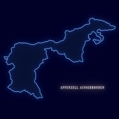 Fototapeta premium Switzerland Appenzell Ausserrhoden Canton Abstract Futuristic Neon Map
