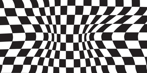 Black and white checkered pattern . Chess pattern . Black and white square background . Checkered wallpaper . Vector illustration