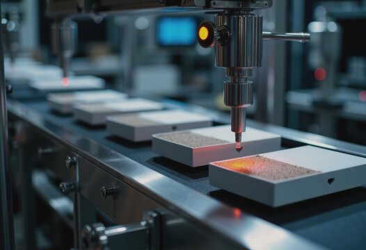 AI-powered quality inspection system scanning products on a conveyor belt