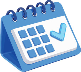 Blue calendar icon on a computer screen, symbolizing online business communication and technology EPS file download.
