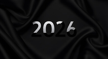 Year 2026 luxury background black silk fabric texture new celebration event design elegant future concept fashion style poster banner glamour