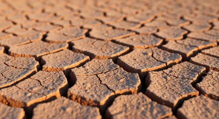Obraz premium Closeup of cracked ground showing extreme dryness nature affected by prolonged heat.