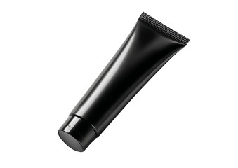 A sleek black cosmetic tube isolated on transparent background
