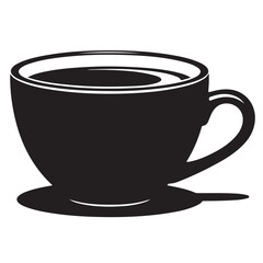Black and White Coffee Cup Illustration, Vector Design