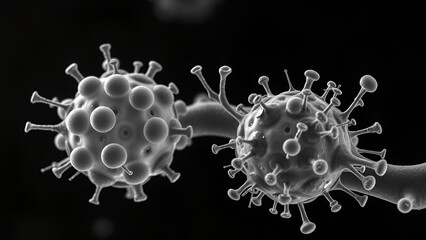Atomic force microscopy of bacterial outer membrane vesicles,
nanoscale spherical buds (50-250nm) from E. coli surface,
visible DNA/toxin cargo inside,
foodborne horizontal gene transfer context.
