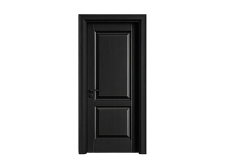 A sleek black door with a modern design isolated on transparent background