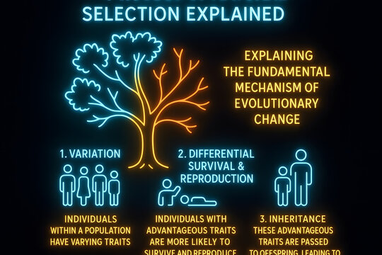 Natural Selection Infographic Explaining Evolutionary Theory and Adaptation for Biology Education