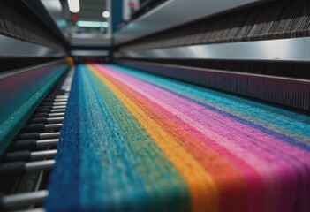 Smart textile production loom creating vibrant adaptive fabric materials