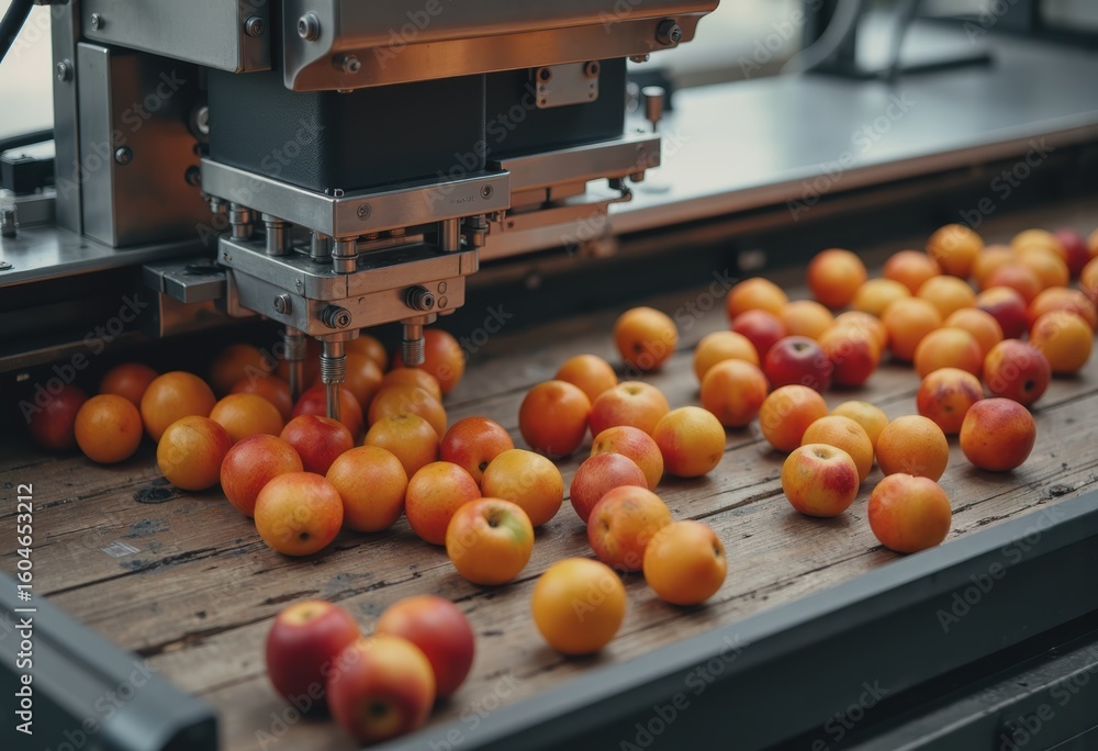 Poster automated food processing equipment ensuring consistent quality of apples
