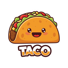 cartoon illustration of a taco with a smile