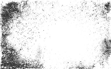 Subtle halftone vector texture overlay. Monochrome abstract splattered Dirty grunge. monochrome texture is old. Vintage worn pattern. transparent background.