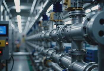 Fototapeta premium Industrial water treatment system purifying manufacturing process water