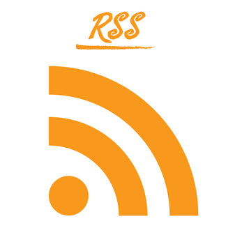 Vector Illustration of RSS Feed Icons  in Black and orange on a Clean White Background