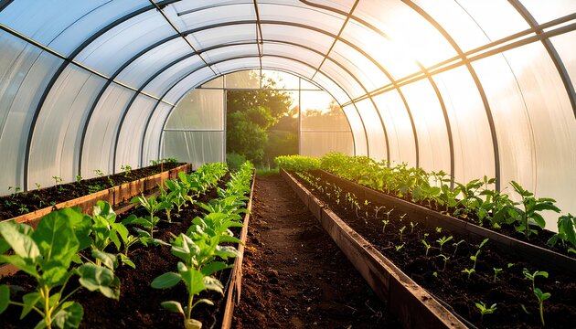 plants grow in the greenhouse