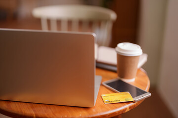 Remote Worker Digital Payments Online Shopping Setup Cozy Home Office Financial Transactions