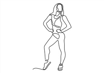 Woman body sketch, line art icon. Female pose outline silhouette, model, figure. Abstract sign of girl for wellness center, sport, dance, beauty salon, spa. line icon-continuous line drawing. Editable