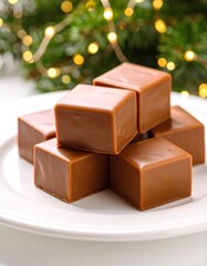 Chocolate toffee on a white plate