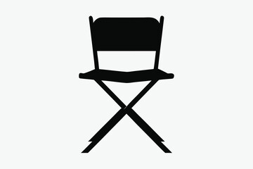 Dramatic Directors Chair Silhouette on White Background Perfect for Creative Projects and Design Elements