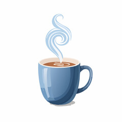 Obraz premium Mug with rising steam swirl – Ceramic mug emitting a whimsical, spiraling steam trail. 