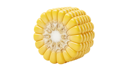 Close up of a cut piece of corn on the cob on black background    .ai generative, transparent background, white background. isolated on white background
