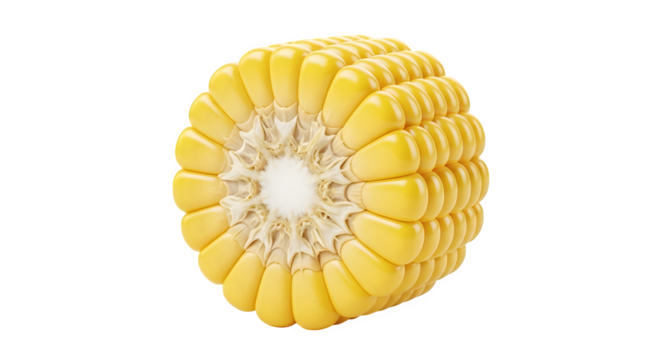 Close up of a cut piece of corn on the cob on black background    .ai generative, transparent background, white background. isolated on white background
