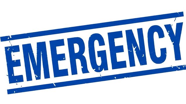 Blue "EMERGENCY" stamp