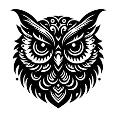 Obraz premium Intricate Black and White Owl Head Design.