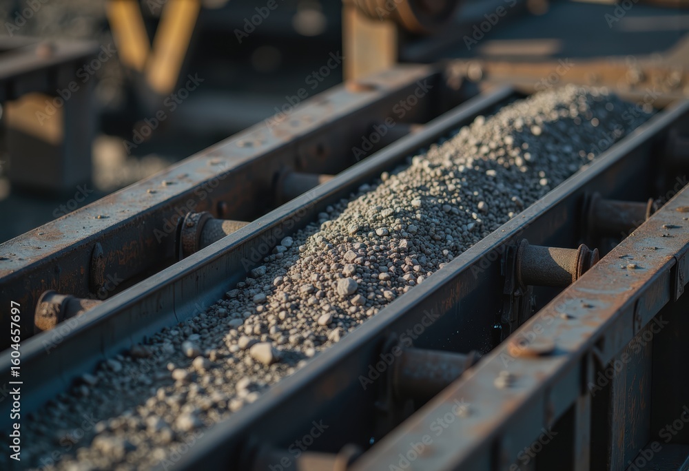 Poster mining conveyor system transporting raw materials efficiently