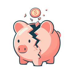 cracked piggy bank