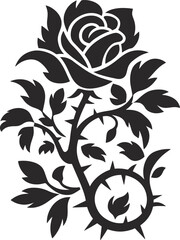 Black Rose Floral Tattoo Vector Clipart Design. Decorative Flower Silhouette Design for Tattoos, Stickers, Stencils, and Prints