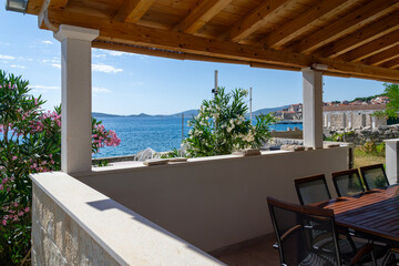 Sunny Holiday Villa Terrace with a View of the Adriatic Sea