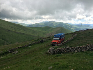 Truck on Mountain Road in Turkish Highlands