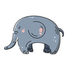 Cute elephant on a white background. Vector illustration.