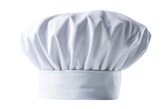 A pristine white chef's hat,  full and round