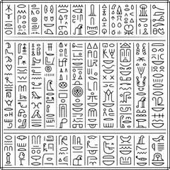 Ancient Egyptian Hieroglyphs Grid symbols writing