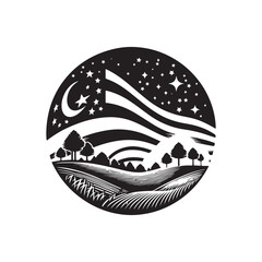 Flag Day Silhouette Vector Illustration, Solid White Background.