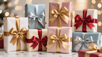 gift boxes with ribbon