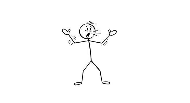 Stick Figure Panic: A Raw Visual of Human Emotion and Fear, Expressing Overwhelm, Stress, and Anxiety with Exaggerated Gestures