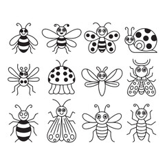 set of cartoon insects