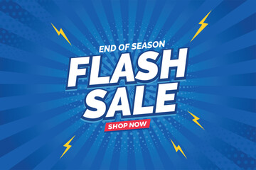 Flash Sale Poster Design with 3D Text on Blue Background – Lightning Icon Special Offer Banner for Promotions & Social Media