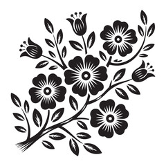 Black floral branch silhouette