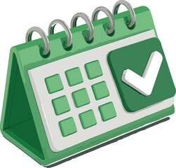 Green vector desktop calendar icon symbolizing a reminder for events and dates EPS file download.
