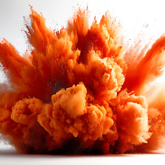 A fiery explosion with intense heat waves and swirling smoke, isolated on white background