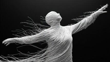 White, ethereal figure, flowing strands